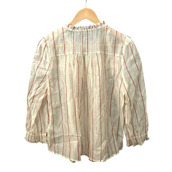 Vintage-Inspired Current Air Women's Striped Lace Blouse Bohemian Cottagecore - Picture 6 of 7